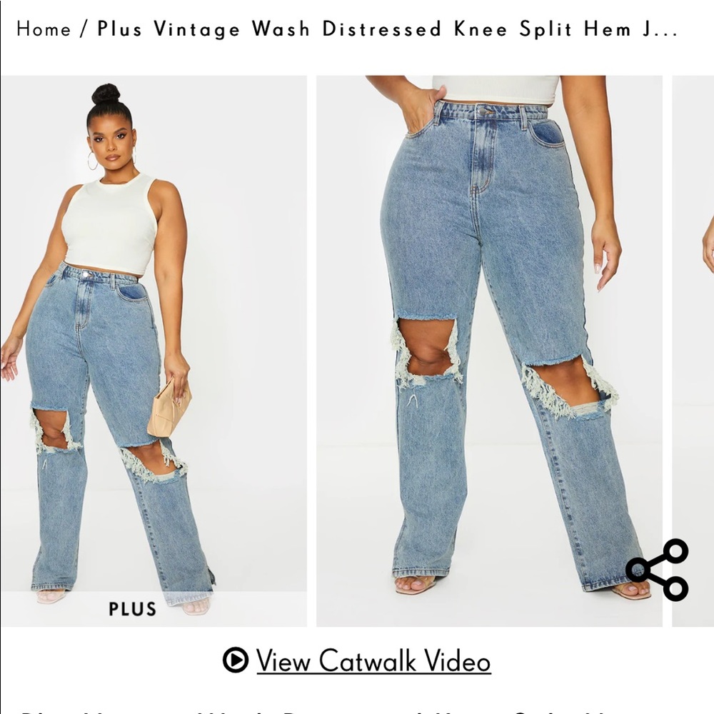 Vintage Distressed Jeans w/ split hem